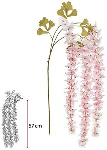 Planta Artificial Folhagem Haste Visteria Pendentes X201 Rosa Claro 1.3m